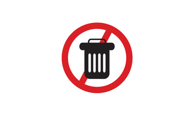 Do not litter prohibition ban sign red vector illustration no trash