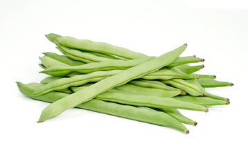 green beans on white background