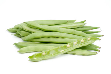 green beans on white background
