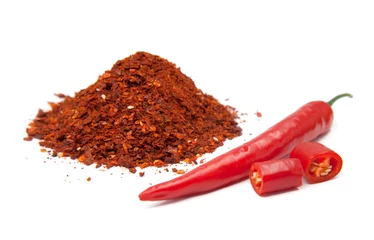 Fotobehang pile of red hot chili pepper © Yuanru