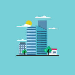 modern office building vector illustration flat design