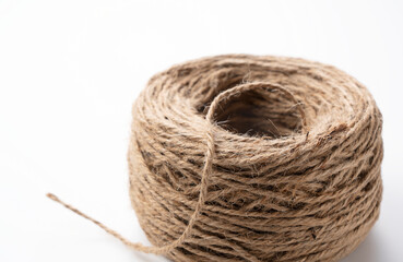 Burlap string on a white background