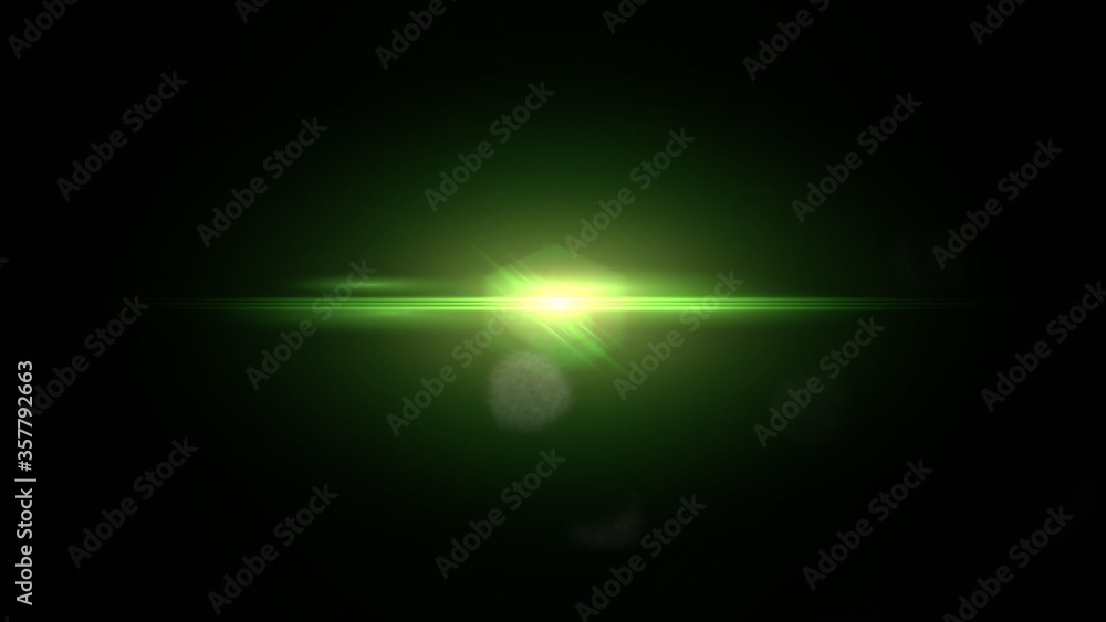 Wall mural green hexagon lens flare effect overlay texture with bokeh effects around the center in front of a b
