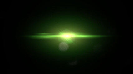 green hexagon lens flare effect overlay texture with bokeh effects around the center in front of a black background