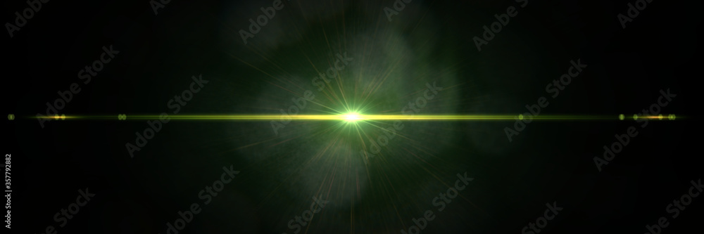 Sticker green lens flare effect overlay texture banner with bokeh effects around the center in front of a bl