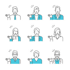 案内をするビジネスパーソン　イラスト素材