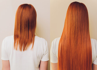 Hair. Before and After Advertising Portrait. Hairstyle. Haircare. Damaged Hair Treatment.