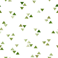Watercolor abstract seamless pattern with green geometric shape. Freehand aesthetic background with triangles. Mosaic collage perfect for baby fabric textile, wrapping paper, cover, wallpaper