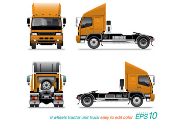 VECTOR EPS10 - 6 wheel tractor unit truck,semi-trailer,
isolate on white background.