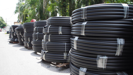 Stock of HDPE pipe in store for repaired burst pipe