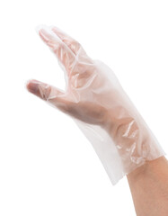 A man's hand with polygloves on a white background
