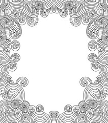 Beautiful abstract vector frame with handwritten curling lines