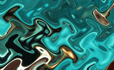 Aquamarine blue Abstract background of mixed shades of paint with a marble pattern. Liquid colorful green emerald paint diffusion background. Creative concept