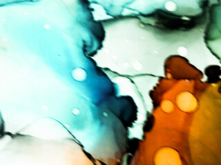 Summer Alcohol Ink Background. Clouds Macro. 