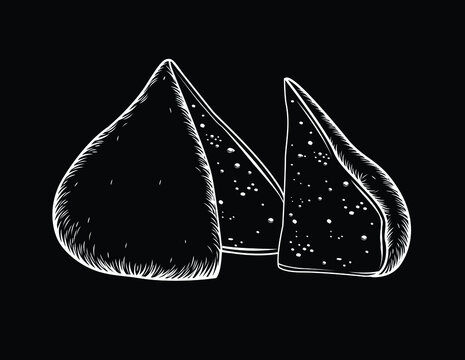 black and white chalk style spanish tetilla cheese illustration