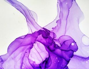 Alcohol Ink Spring Print. Chinese Ink Painting. 