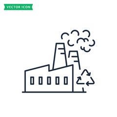 Factory line icon. Garbage processing plant. Vector.