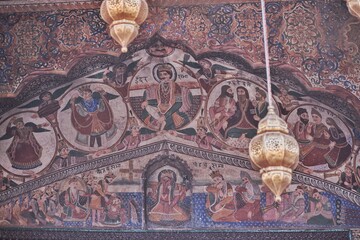 murals of indian culture at jhanda sahib sikh pilgrim site dehradun