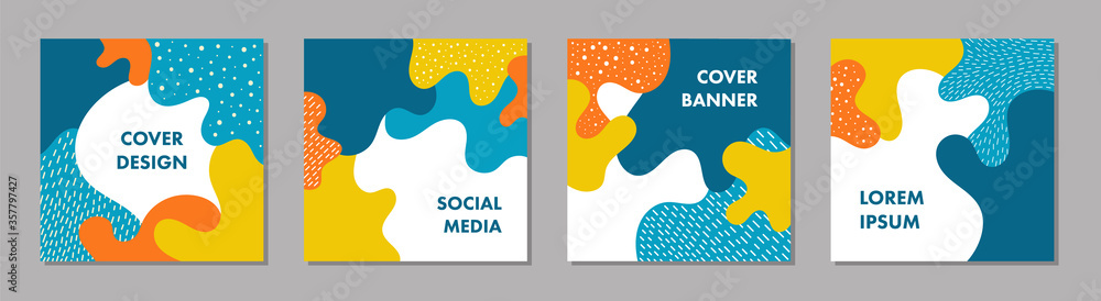 Poster trendy abstract square template with colorful concept.