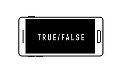 smart phone display true or false on screen. Vector