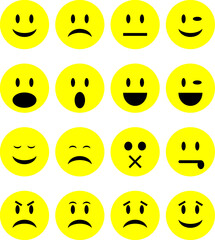 Fototapeta premium Yellow Emoji Smile Faces Vector Set