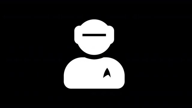 From the Glitch effect arises user visor symbol. Then the TV turns off. Alpha channel Premultiplied - Matted with color black