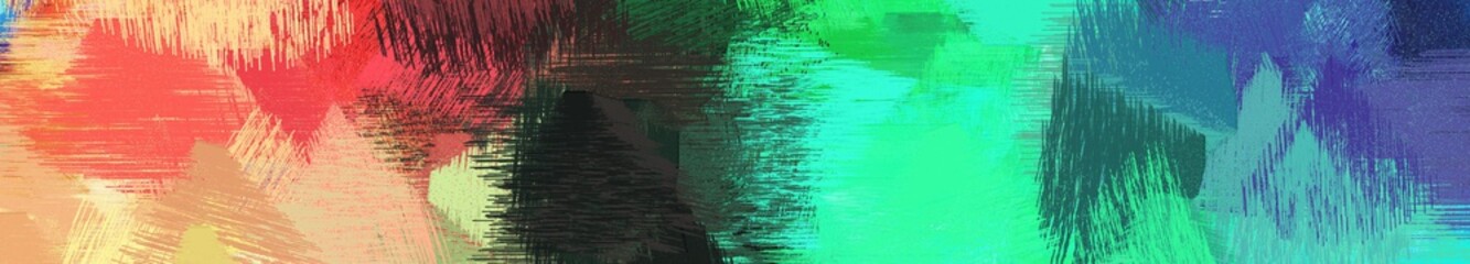 wide landscape graphic with artistic brush strokes background with dark salmon, dark slate gray and turquoise. can be used for background, canvas or poster
