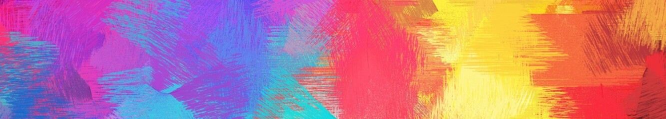 wide landscape graphic with artistic brush strokes background with tomato, corn flower blue and pastel orange. can be used for background, canvas or poster