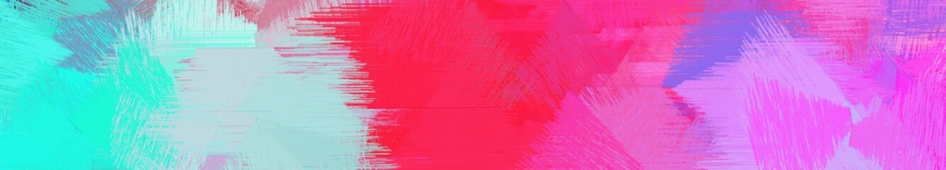 wide landscape graphic with creative brush strokes background with orchid, turquoise and light blue. can be used for wallpaper, cards, poster or banner