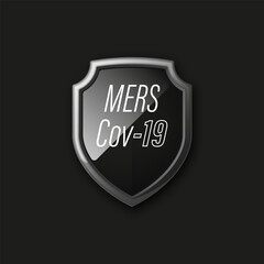 3d color shield with coronavirus pandemic SARS-Cov-2 icon on colorful bacground. Coronavirus disease 2019 (COVID-19)  illustration