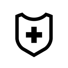 Medical health protection shield cross. Protected medicine guard shield icon concept. Safety mark badge