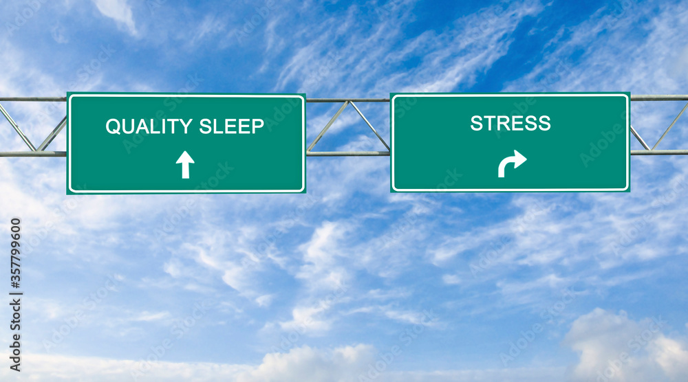 Wall mural Road signs to qualuty sleep and stress