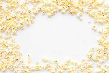 Popcorn mockup on white background top view copy space