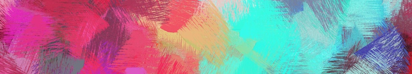 wide landscape graphic with art brush strokes background with moderate pink, pastel blue and medium turquoise. can be used for background, canvas or poster