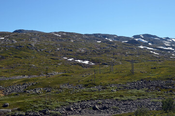 Railway travel in Norway.Views in the train. Flamsban. The Bergen - Oslo train. Norway