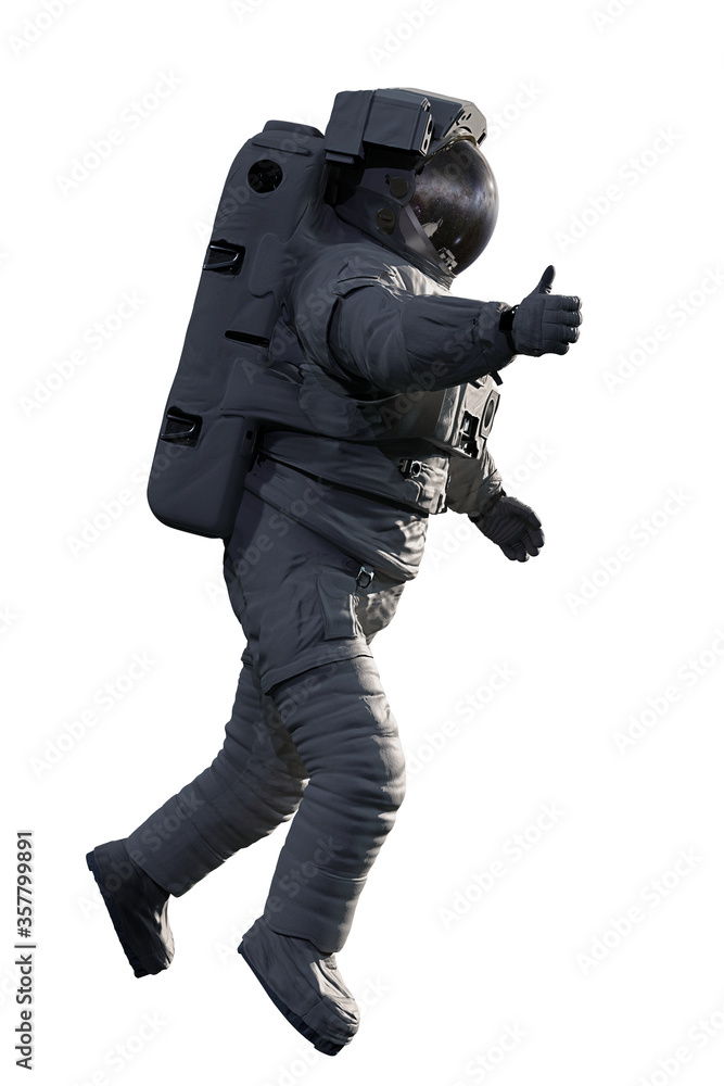 Canvas Prints astronaut showing thumbs up during space walk, isolated on white background