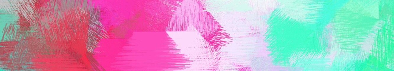 wide landscape graphic with artistic brush strokes background with light gray, turquoise and mulberry