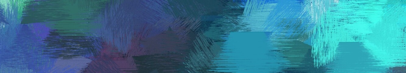 wide landscape graphic with artistic brush strokes background with dark slate gray, turquoise and light sea green. can be used for background, canvas or poster