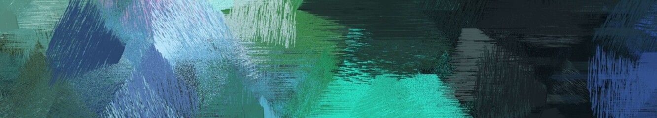 wide landscape graphic with colorful brush strokes background with dark slate gray, very dark blue and medium aqua marine. can be used for wallpaper, cards, poster or banner