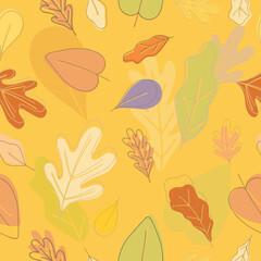 Fototapeta na wymiar Seamless nature autumn season pattern with fall leaves