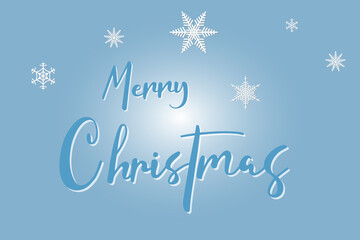 Fototapeta na wymiar Merry Christmas hand lettering text with snowflakes