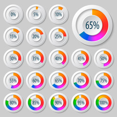 Set of pie charts for business infographics.Progress bar for web design.3d infographic elements.Blue White Style