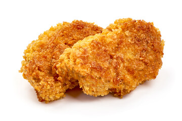 Crispy chicken fillet in breadcrumbs, isolated on white background © GSDesign