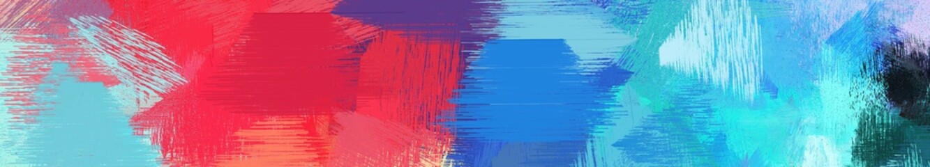 wide landscape graphic with modern brush strokes background with medium turquoise, moderate red and dark slate blue. can be used for background, canvas or poster
