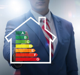 Businessman in energy efficiency concept