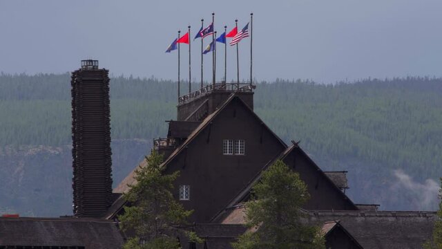 View of the Old Faithful inn located at Yellowstone National Park.