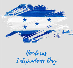 Honduras Independence day holiday. Abstract grunge brushed watercolor flag of Honduras. Tempalte for national holiday poster, banner, invitation, etc.