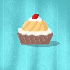 cupcake with cream and strawberry 