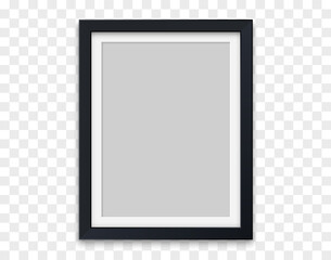 Realistic vertical picture frame black color isolated on transparent background. Vector illustration.
