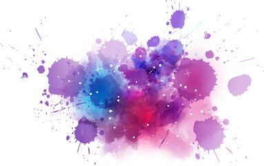 Multicolored watercolor imitation cosmos background with stars